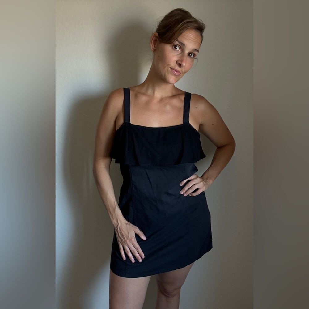 Hurley Dress Black Mesh Ruffle Tier Party Going Out Large